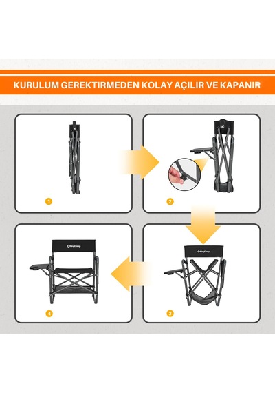 Kingcamp Ash Compact Katlanır Kamp Sandalyesi Black Siyah