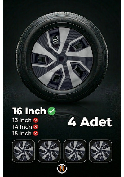 Dacia Sandero Stepway 16 İnç Jant Kapağı Takım Siyah Füme C114