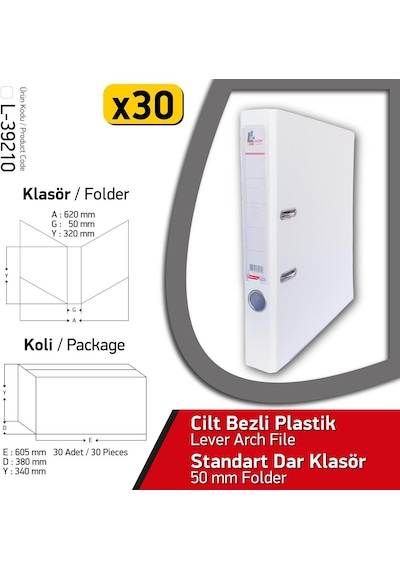 Laçin Klasör Beyaz Dar 30 Adet 1 Koli