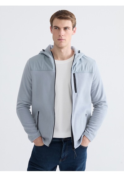 Lcwaıkıkı Classic Gri Kapüşonlu Polar Erkek Fermuarlı Sweatshirt
