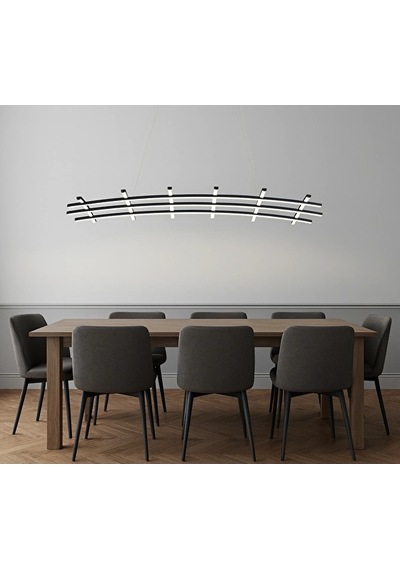 Soop Izgara Led Avize Sarkıt Avize 120x40 Cm 108 Watt Siyah