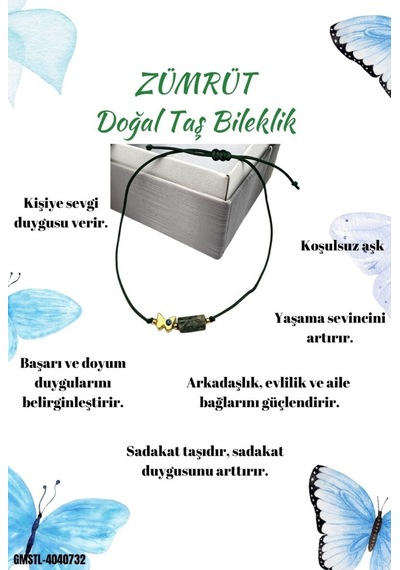 Gümüştel El Sanatları Sertifikalı Zümrüt Doğal Taş Bileklik Kelebek Obje Detaylı Makrome Örgülü Kilit El Işçiliği Çok Renkli Gümüştel El Sanatları Sertifikalı Zümrüt Doğal Taş Bileklik Kelebek Obje Detaylı Makrome Örgülü Kilit El Işçiliği Çok Renkli