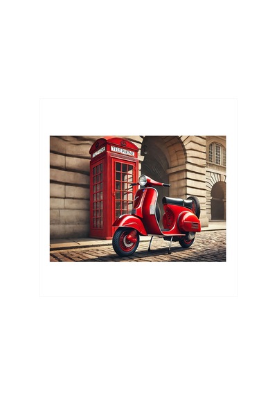 Kırmızı Motosiklet Telefon Mdf Poster