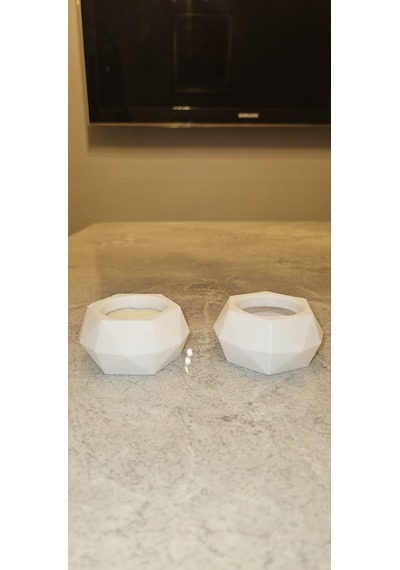 3d Baskı Geometrik Tealight Mumluk - 3'lü Dekoratif Set