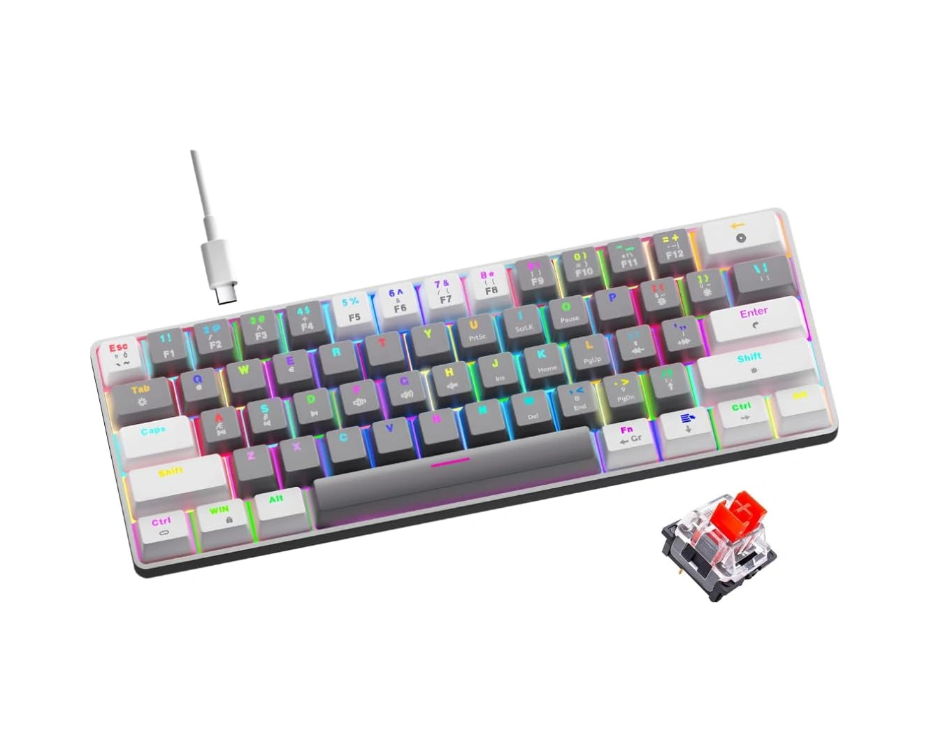T60 Mekanik Oyuncu Klavyesi Red Switch Rgb Led Işıklı Kablolu Gaming Klavye