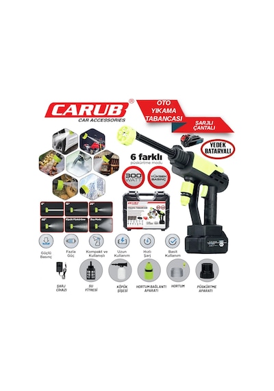 Şarjlı Ve Yüksek Basınçlı Oto Yıkama Ve Sulama Tabancası 300w Br0922545