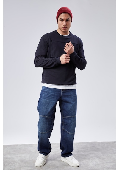 Cedy Denim Cedy Denım Yüksek Kalite Erkek Yüksek Bel Skater Baggy Jeanpantolon C362 Lacıvert