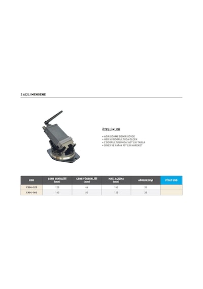 Fett 125mm Krasnic 2 Açılı Mengene