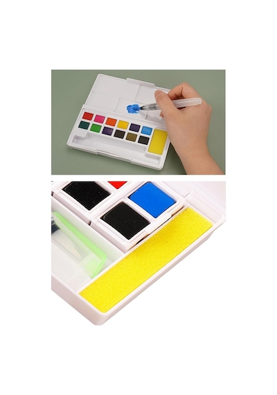 Tablet Sulu Boya 12 Renk Plastik Kutu 1 Paket Monalisa 12 Li Taş Sulu Boya Tablet Suluboya Resim Hobi Sanat Çok Renkli