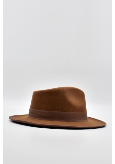 Külah Vintage Erkek Fedora Fötr Şapka Panama İngiliz Trilby Kasket Taba - Taba