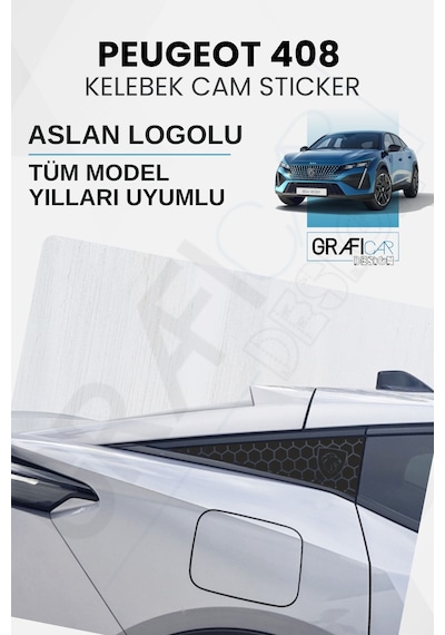 Peugeot 408 Uyumlu Kelebek Cam Sticker Set - Logolu