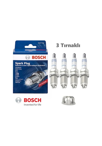 Bosch Renault Symbol 1.4 4 Adet Buji Takımı 3 Tırnak 2000-2014 3 Tırnak Kıvılcım
