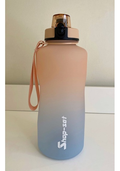 Shop-Set 2000 Ml Tritan Motivasyonlu Su Matarası Süzgeçli Somon Açık Mavi