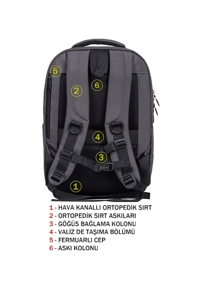 Dada 11 Gri Erkek Sırt Çantası Okul Ve Günlük Kullanım 13,3-14 İnç Usb Type-c Aparat Ortopedik Gri