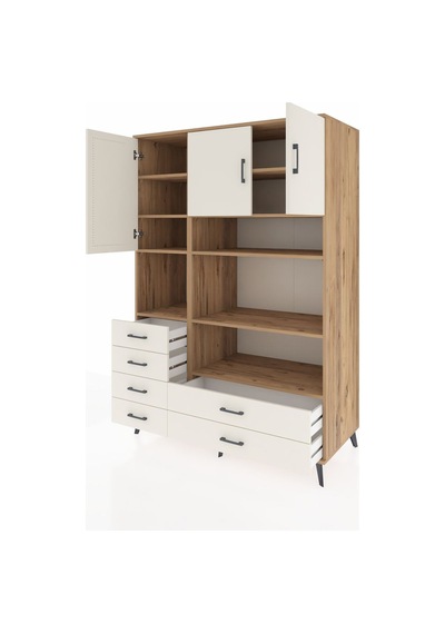 Kronos Dolap 9 Raflı 6 Çekmeceli 3 Kapaklı 132x59x195 Çam-ayt... Çam