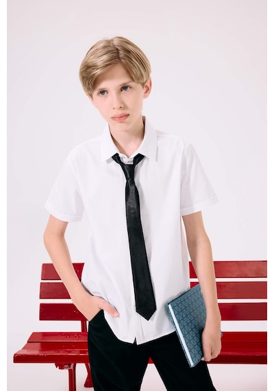 DeFacto Erkek Çocuk Polo Yaka Poplin Kısa Kollu Gömlek A4280A825AUWT83