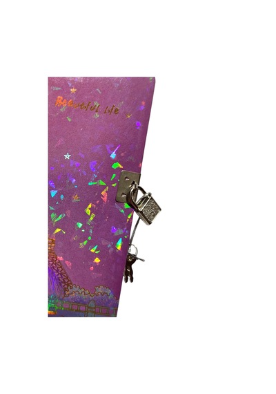 Yıldızlı Gece Hatıra Defteri Günlük Kilitli Defter 80 Yaprak - Paris Eyfel Pembe