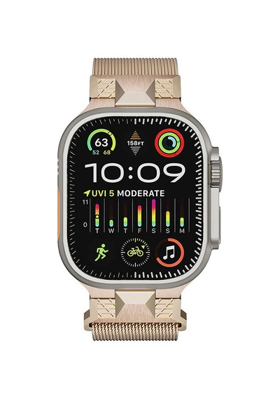 Apple Uyumlu  Watch Ultra 49 mm Zore Krd-107 Metal Hasır Kordon-starlight