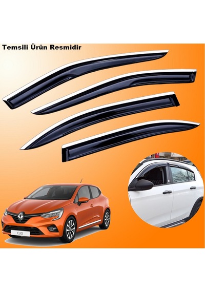 Renault Clio 5 Hb Mügen Cam Rüzgarlığı Abs Krom Nikelajlı Cam Rüzgarlığı 2020 Sonrası 4 Lü Set
