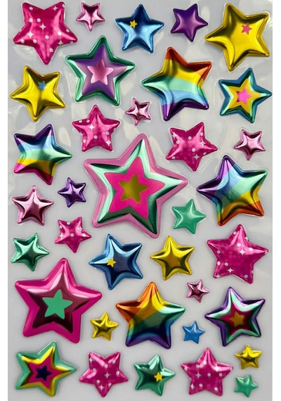 3d Yıldızlar 36 Parça Sticker Seti Ve 140 Harf Çıkartma Seti Pembe