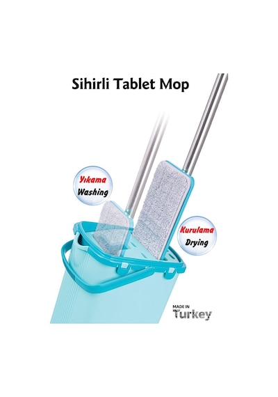 Omnipazar Flr-f0394 Sihirli Slim Tablet Mop Temizlik Kovası Turkuaz