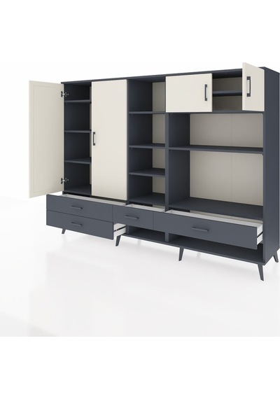 Hyperion Dolap 12 Raflı 4 Çekmeceli 4 Kapaklı 220x44x163 Antrasit Antrasit-aytaşı/antrasit Hyperion Dolap 12 Raflı 4 Çekmeceli 4 Kapaklı 220x44x163 Antrasit Antrasit-aytaşı/antrasit