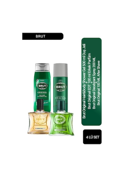 Brut Original Erkek Parfüm EDT 100 ML + After Sahve 100 ML + Duş Jeli 500 ML + Sprey Deodorant 200 ML