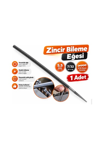 Algaride 5,5 Mm 7/32 Motorlu Testere Zincir Eğesi 3/8 Zincir Uyumlu Yuvarlak Zincir Eğesi 1 Adet