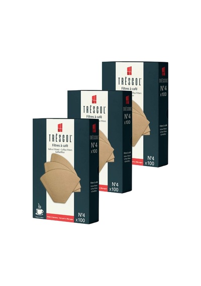 Trescol Kahve Filtresi 4 Numara Büyük Boy Naturel Kağıt 3x100 300'lü Paket