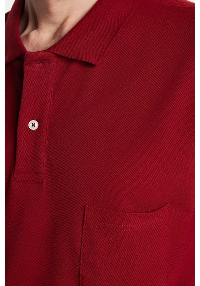 Tudors Erkek Regular Fit Klasik Kesim %100 Pamuk Düz Pike Bordo Polo Yaka Tişört-33781 Bordo