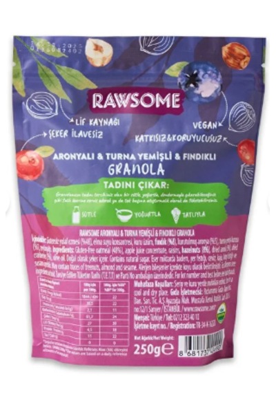 Glutensiz Aronyalı & Turna Yemişli & Fındıklı Granola 250 G