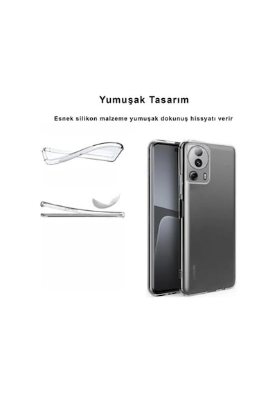 Fitcase Xiaomi 13 Lite Kılıf Kamera Korumalı Silikon Şeffaf Arka Kapak