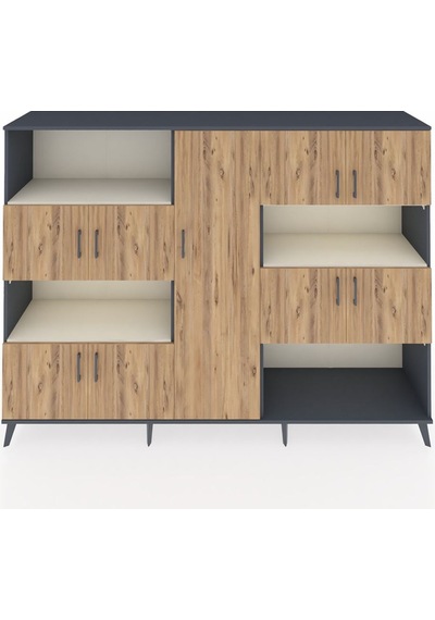 Hyperion Dolap 10 Raflı 9 Kapaklı 220x44x163 Antrasit-çam/aytaşı Antrasit-çam/aytaşı