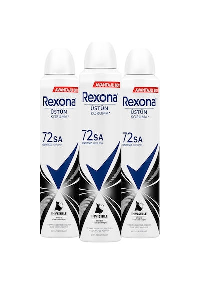 Rexona Invisible Black & White 72 Saat Kadın Sprey Dodrant 3 x 200 ML