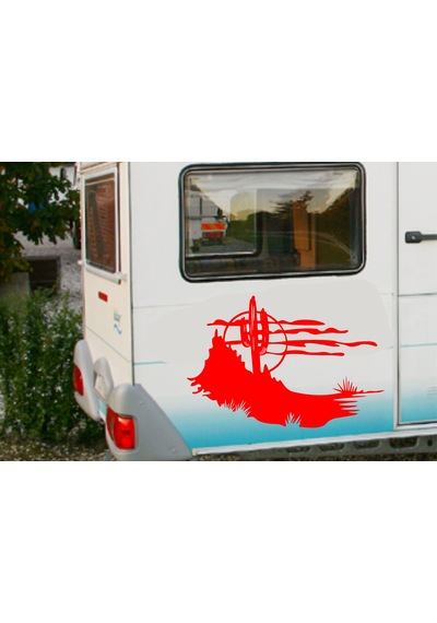 Kaktüs Ve Vahşi Batı Sticker - Araba Oto Motosiklet Karavan Cam Sticker - 00126 60x40 Cm