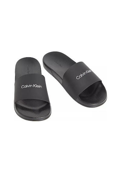 Calvin Klein Erkek Marka Logolu Şık Görünüşlü Tek Bantlı Kalın Tabanlı Kaymaz Rahat Dayanıklı Terlik-14975 Siyah