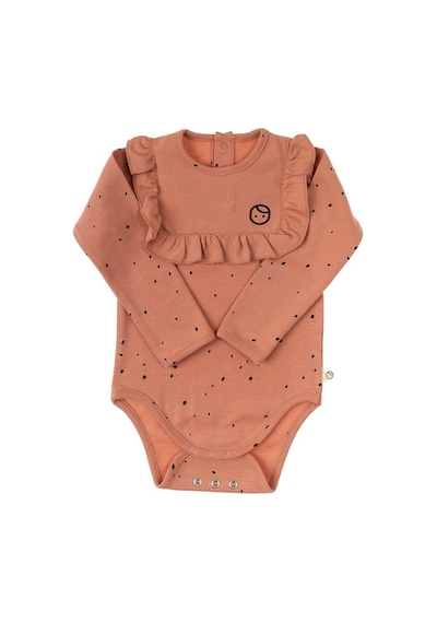Little Gusto Uzun Kollu Fırfırlı Ayarlanabilir Çıtçıtlı Zıbın Cosmos Pembe Org Pembe Dots