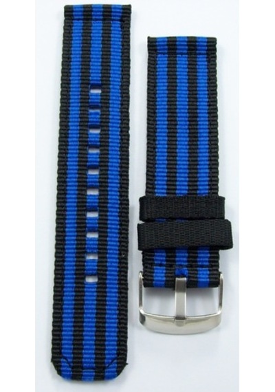 Kumaş Perlon Siyah Mavi 20Mm Spor Saat Kordonu Kayışı Nato