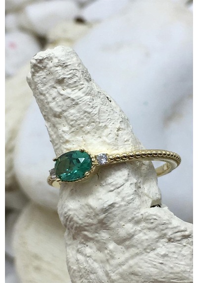 Green Topaz Minimal Yüzük - Ak831