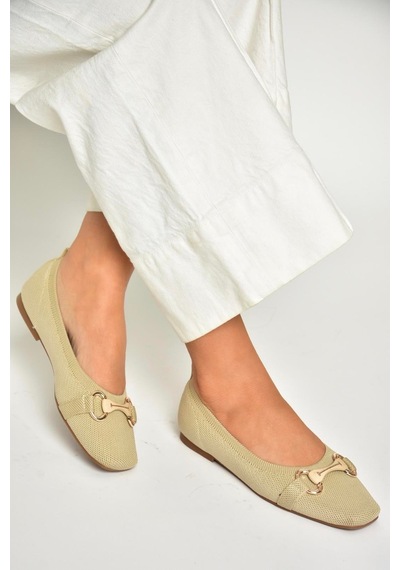 Fox Shoes U820113557 Ten Triko Kumaş Kadın Babet Ten