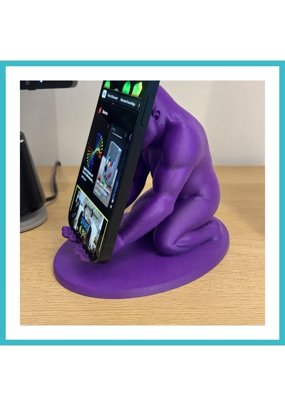 Bezos 3d Baskı Goril Telefon Tutucu - Kaslı Goril Masaüstü Telefon Standı-mor Dfnbez