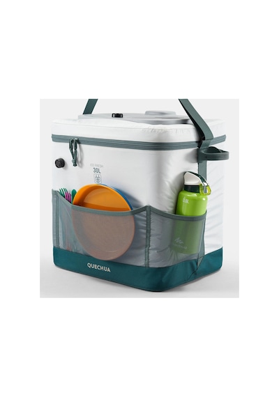 Quechua Elektrikli Katlanabilir Soğutucu - 30 Litre - 96 Saat Serin Tutma - 900 Fresh Küllü Yeşil/beyaz