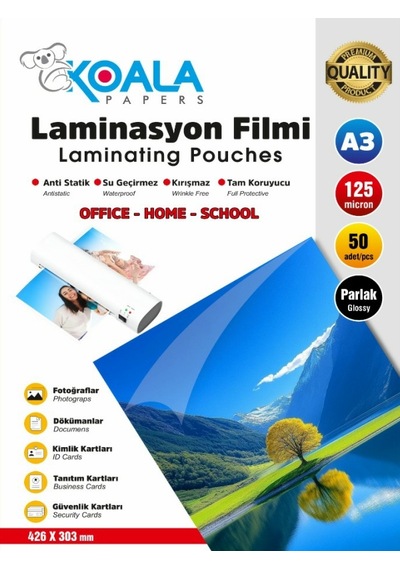 A3 Pvc Kaplama Laminasyon 125 Micron 50 Adet