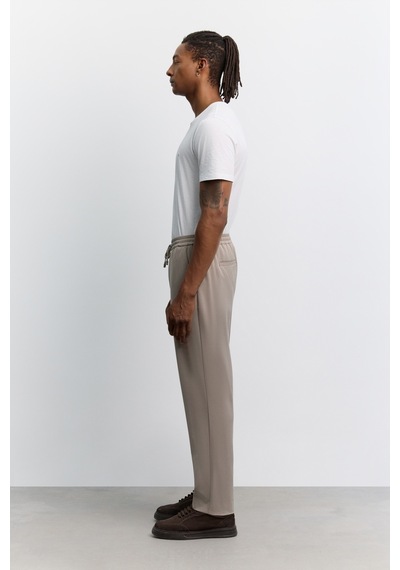 Avva Erkek Vizon Beli Lastikli Bağcıklı Kolay Ütülenen Relaxed Fit Jogger Pantolon A62y3041