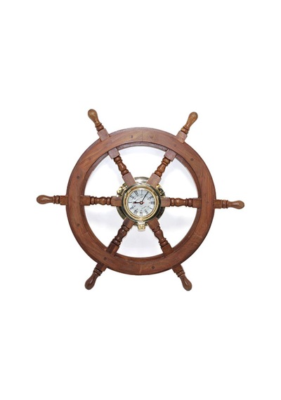 1 Adet Duvara Asmalı Dümenli Saat 24 İnç 60 Cm Duvar Saati Deniz Dümeni Dekoratif Tasarım Wall Clock Diğer