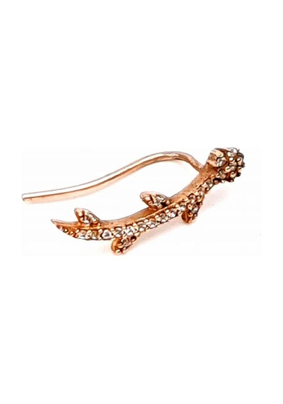 Pırlanta Işıltısında Zirkon Taşlı Gümüş Rose Tek Earcuff Küpe