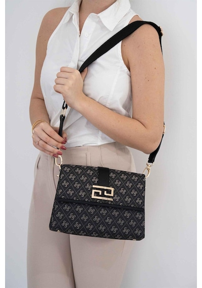 Silver Polo Sp1009 Kadın Çapraz Çanta Monogram Füme-siyah