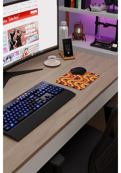 Retro 60 Lar Kaymaz Dikişli Kauçuk Oyuncu Mousepad V1 - 22x18 Gaming Mouse Pad Fare Altlığı