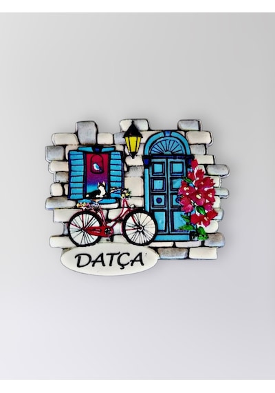 Datça Polyester Kabartmalı Magnet 7x6,5 Cm Şehir Magneti Dekoratif Hediyelik Buzdolabı Süsü Kod:1844
