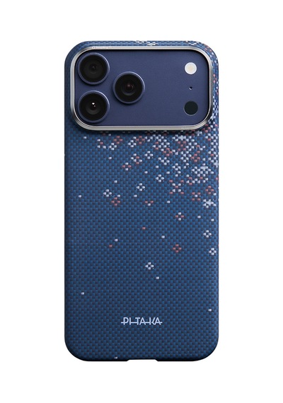 İphone 17 Pro Max Uyumlu Kılıf M-safe Şarjlı Aramid Fiber Pitaka Sakura Hours Serisi Kapak Lacivert